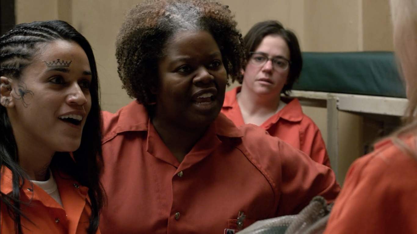 Still of Darlene Dues, Solly Duran, and Rebecca Drysdale in Orange is the New Black: Thirsty Bird (2014)