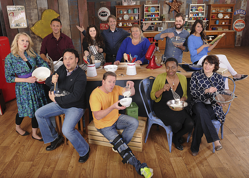 Still of Jeff Foxworthy, Effie D. Sahihi, Carlo Fuda, Jeremy Cross, Darlene Pawlukowsky, Francine Bryson, James Reddick, Elaine Francisco, Kolette Biddle, Brian Emmett and Whitney Appleton Beery in The American Baking Competition (2013)