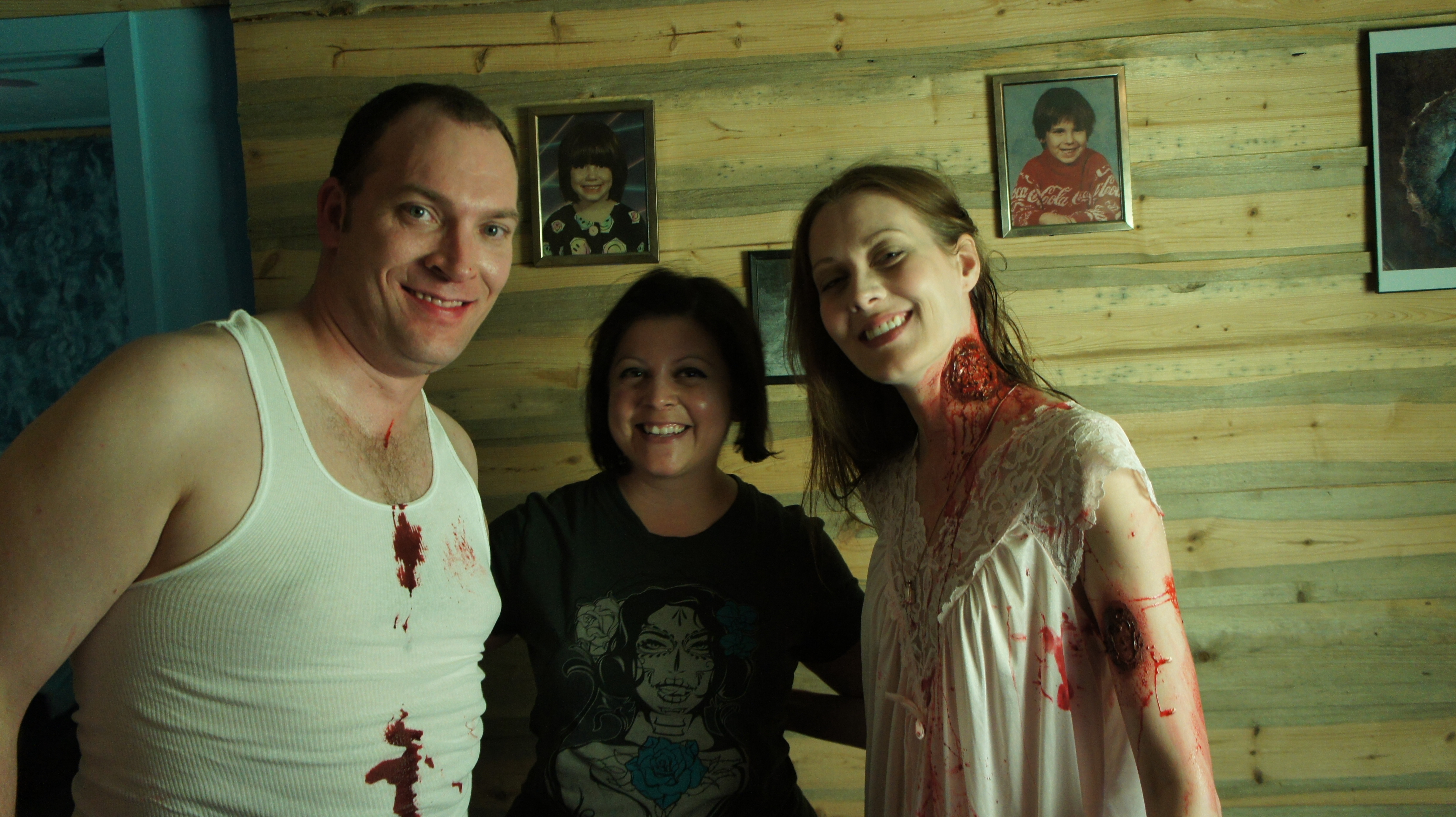 With the incredible makeup artist, Stacy Newman, on the set of Truth of Becoming - with (L to R) Scott, Stacy, Kristie Pipes