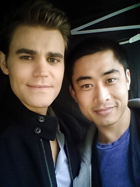 William Ngo and Paul Wesley on the set of The Vampire Diaries