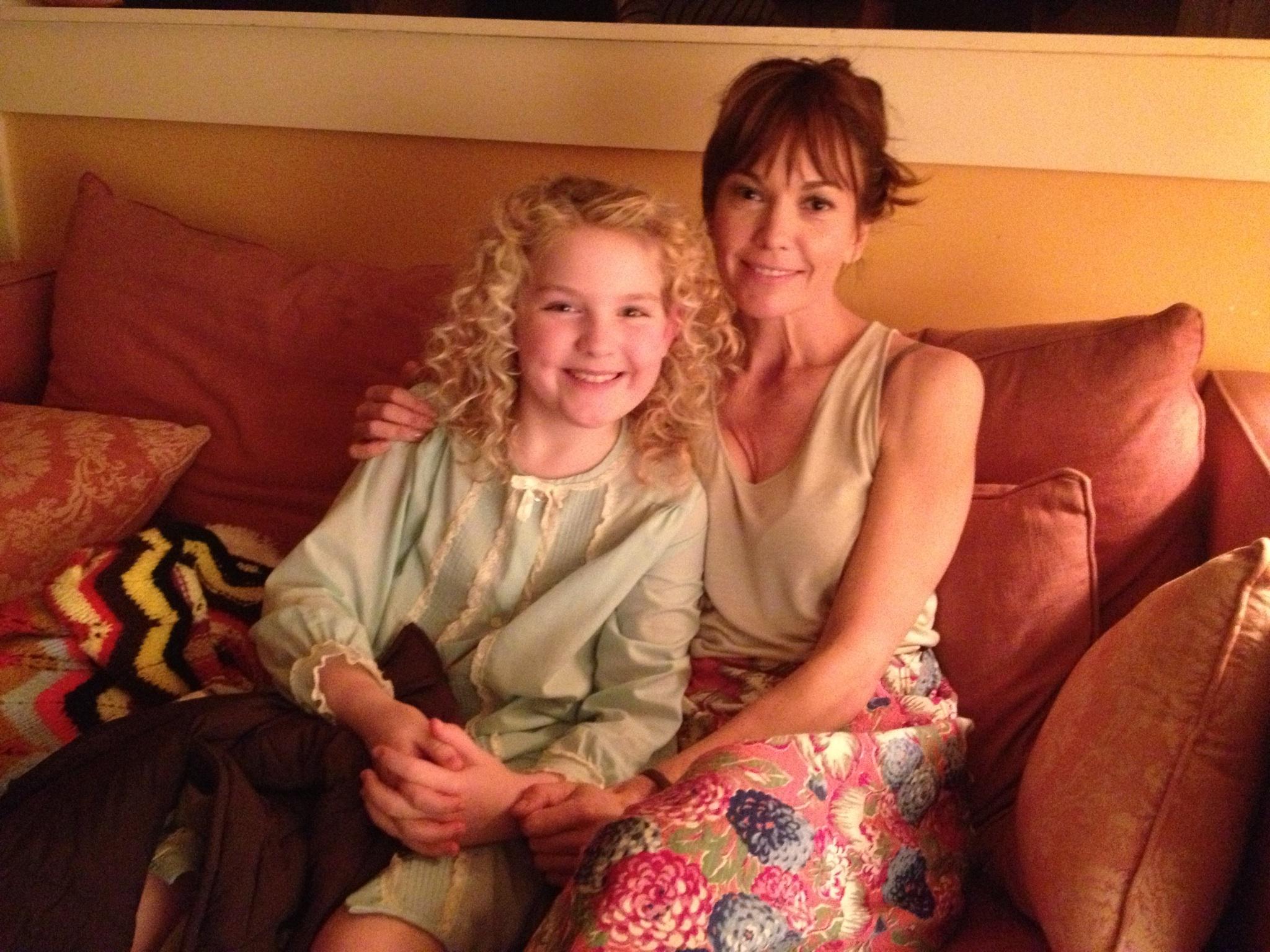 Young Alice Manning and mom, Helen Manning, Brynne Norquist and Diane Lane, on set of 