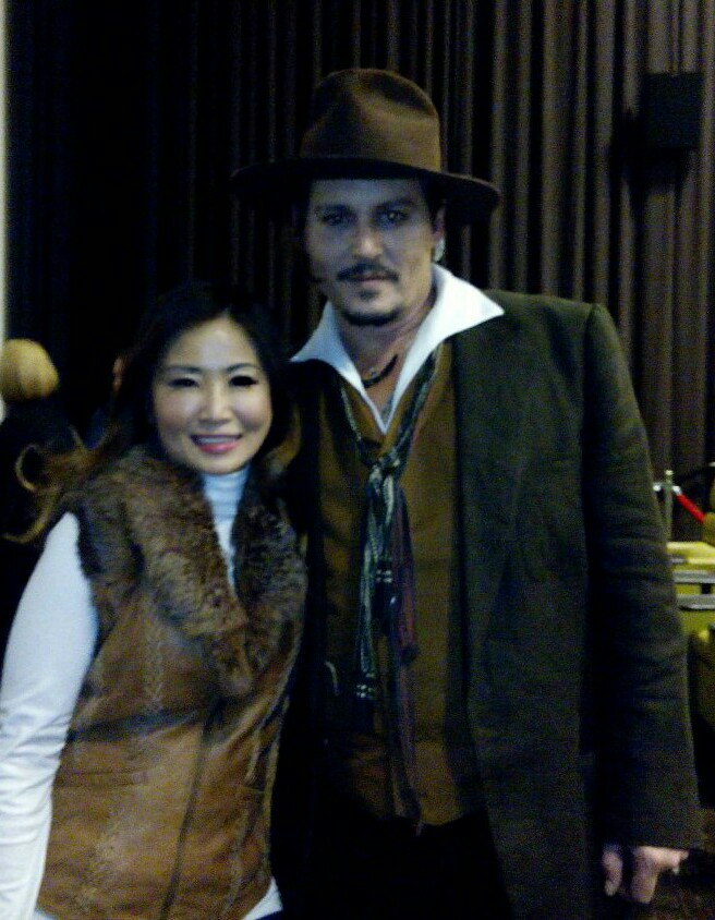 Tracy McNulty and Johnny Depp at Black Mass screening event