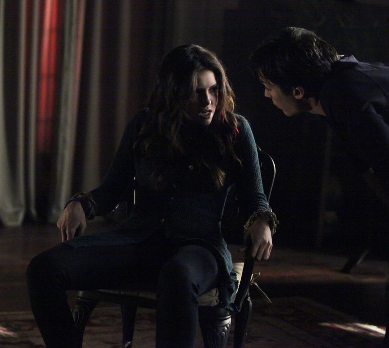 Still of Ian Somerhalder and Nina Dobrev in Vampyro dienorasciai (2009)