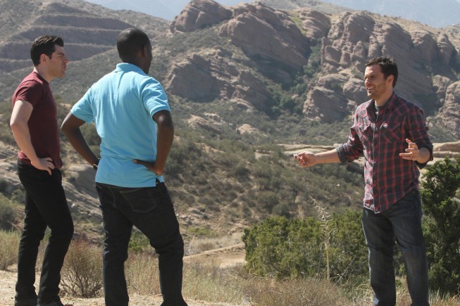 Still of Max Greenfield, Lamorne Morris and Jake Johnson in New Girl (2011)