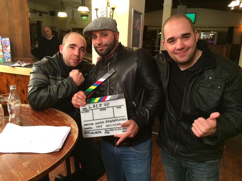 Gerald Royston Horler, Thaer Al-Shayei and Rhys Horler behind the scenes of Lace Up (2014)