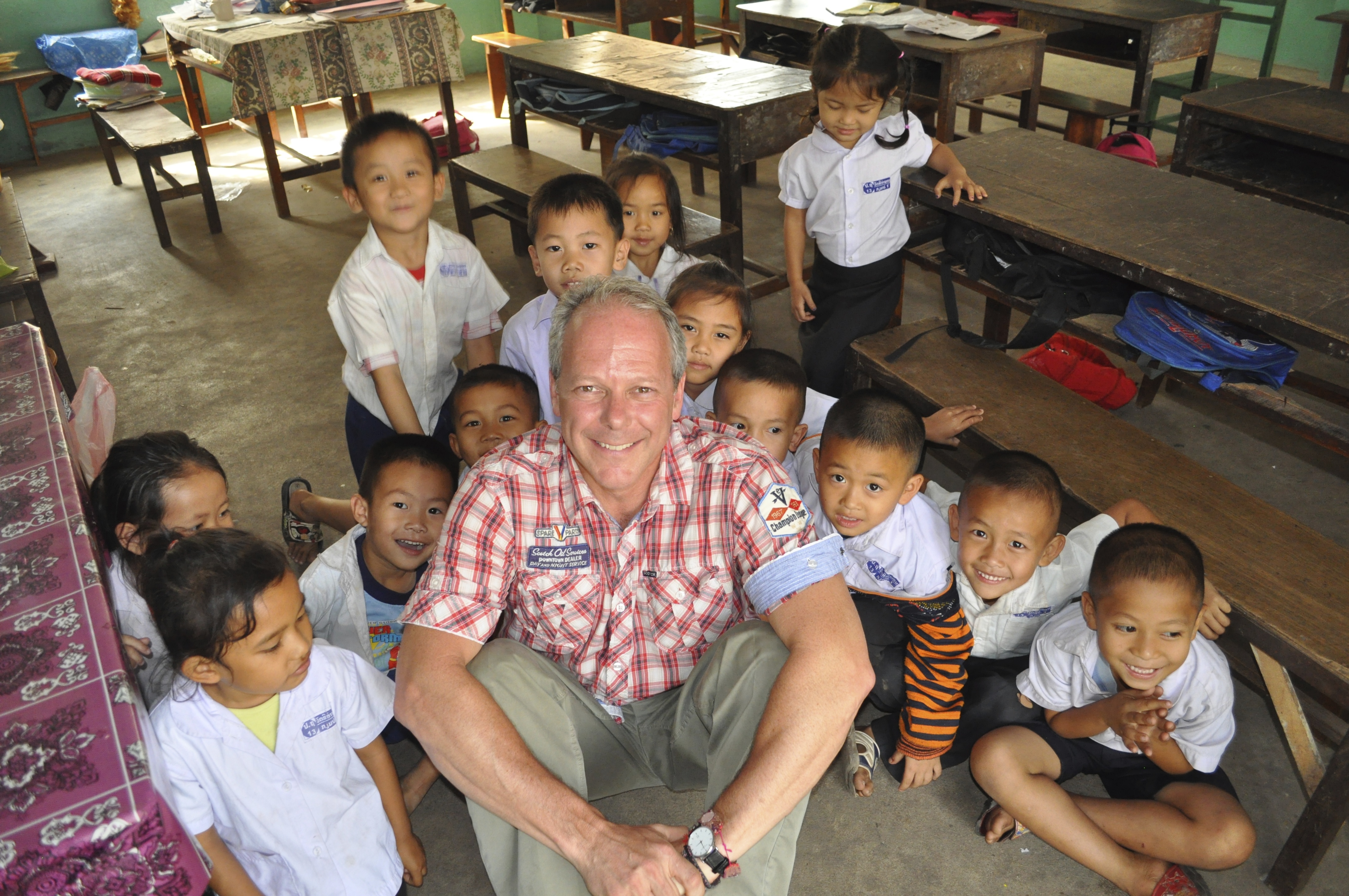 Gareth Seltzer at the Seltzer School in Vientiene, Laos