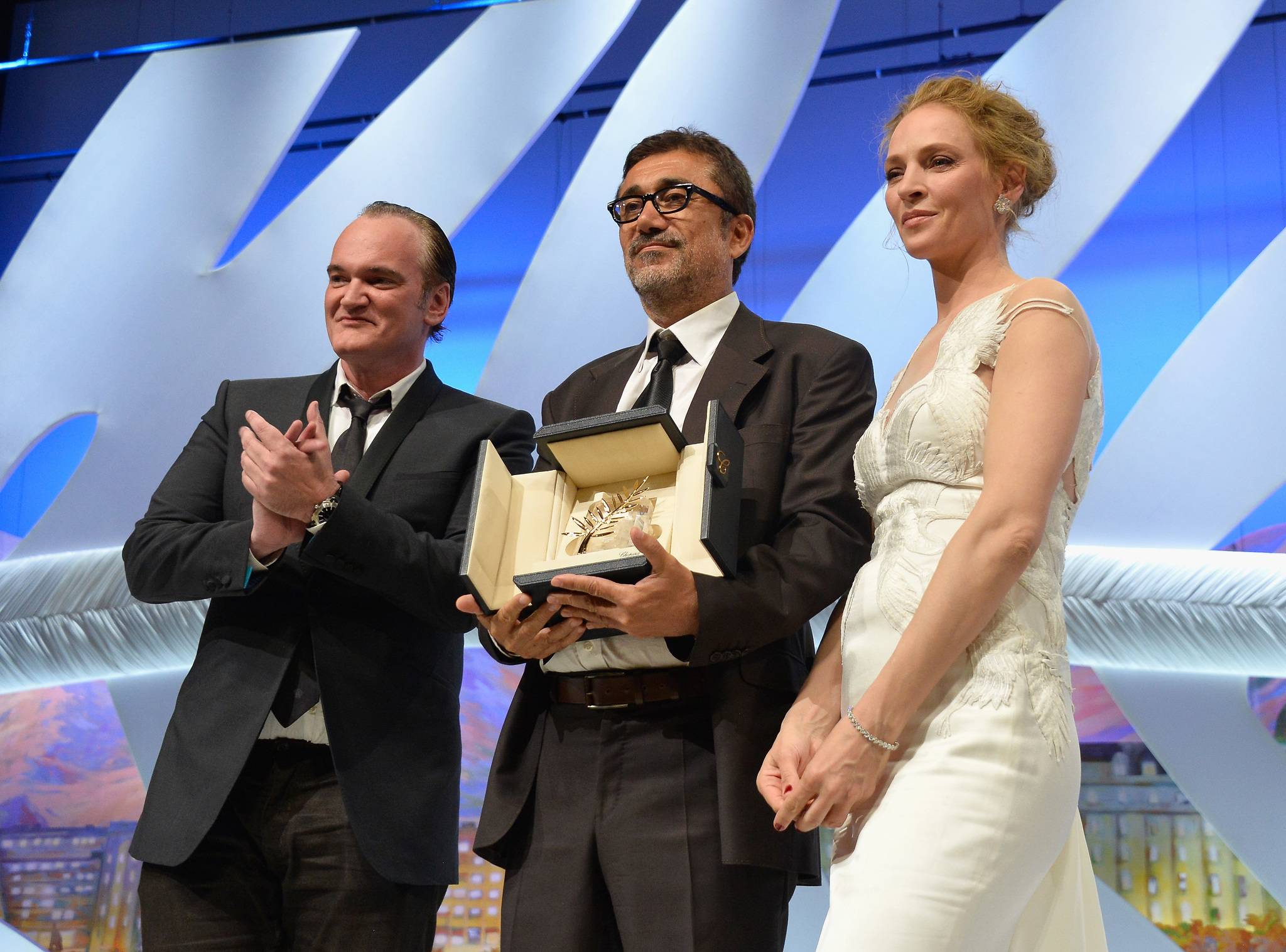 Quentin Tarantino, Uma Thurman and Nuri Bilge Ceylan at event of Kis Uykusu (2014)