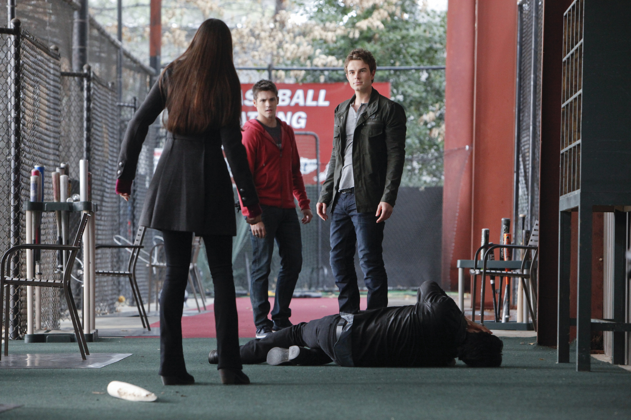 Still of Ian Somerhalder, Nathaniel Buzolic, Steven R. McQueen and Nina Dobrev in Vampyro dienorasciai (2009)