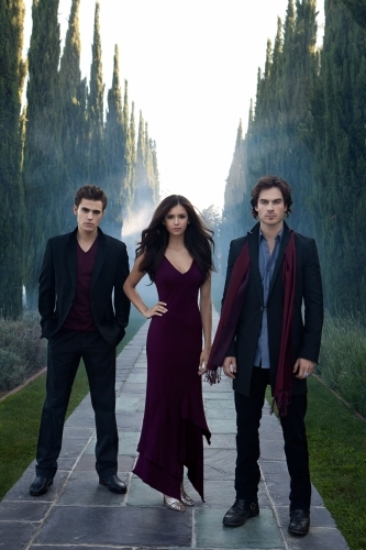 Still of Ian Somerhalder, Paul Wesley and Nina Dobrev in Vampyro dienorasciai (2009)