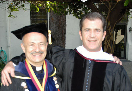 Bill Fulco and Mel Gibson as Mel receives an honorary doctorate at Loyola Marymount University, Los Angeles, May 2003.