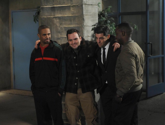 Still of Max Greenfield, Damon Wayans Jr., Lamorne Morris and Jake Johnson in New Girl (2011)