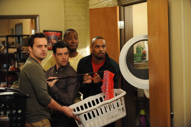 Still of Max Greenfield, Damon Wayans Jr., Lamorne Morris and Jake Johnson in New Girl (2011)