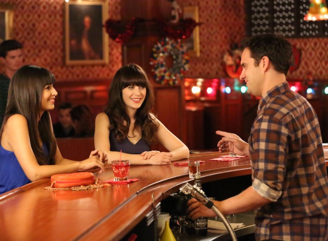 Still of Zooey Deschanel, Hannah Simone and Jake Johnson in New Girl (2011)