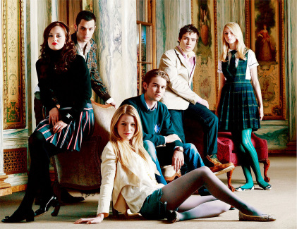 Still of Penn Badgley, Blake Lively, Taylor Momsen, Leighton Meester, Chace Crawford and Ed Westwick in Liezuvautoja (2007)