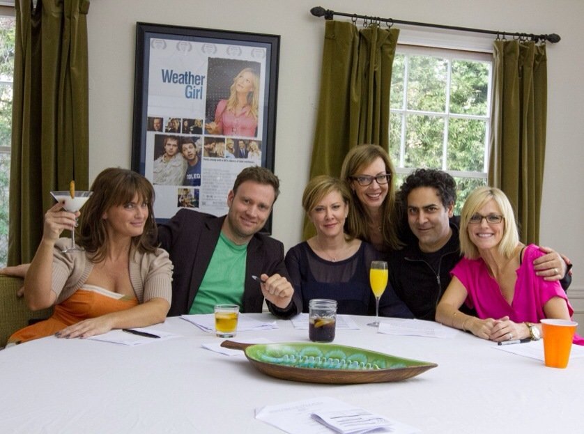 Bitter Party of Five (from l to r): Mary Birdsong, Greg Cromer, Romy Rosemont, (special guest Allison Janney), Jason Antoon, Tricia O'Kelley. Photo by Mara Casey