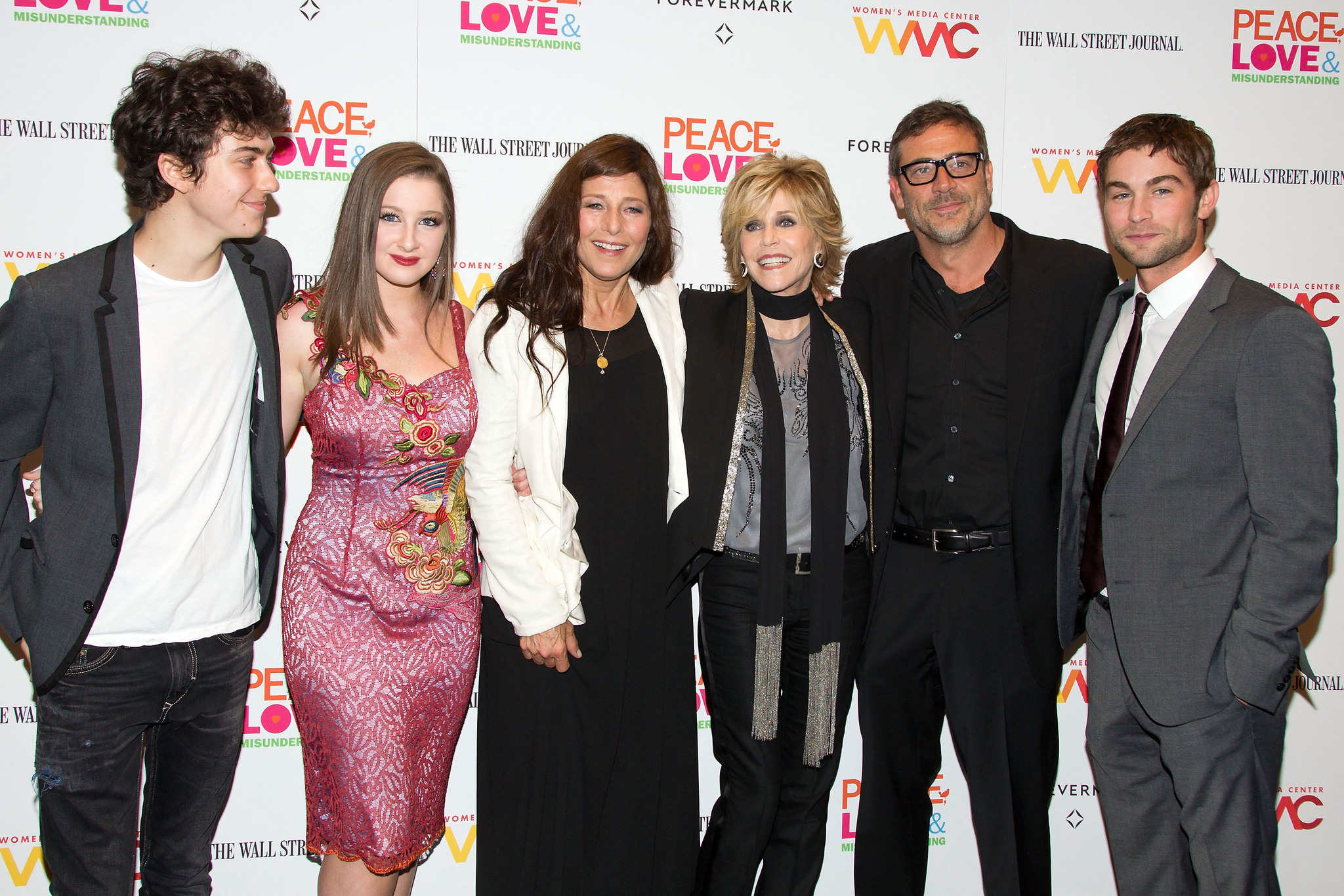 Jane Fonda, Catherine Keener, Jeffrey Dean Morgan, Nat Wolff, Chace Crawford and Marissa O'Donnell at event of Peace, Love, & Misunderstanding (2011)