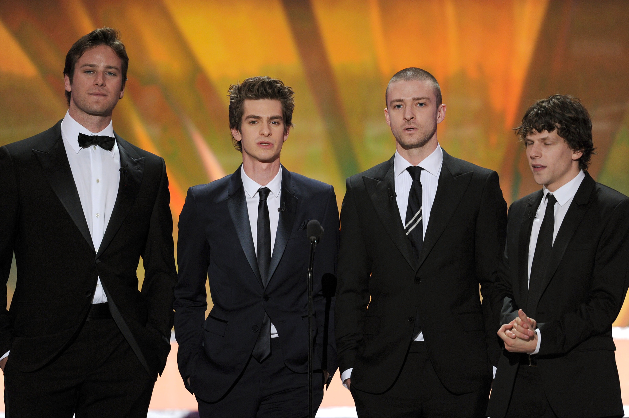 Justin Timberlake, Jesse Eisenberg, Andrew Garfield and Armie Hammer