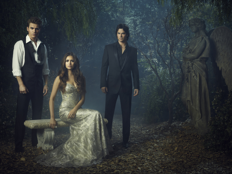 Ian Somerhalder, Paul Wesley and Nina Dobrev in Vampyro dienorasciai (2009)