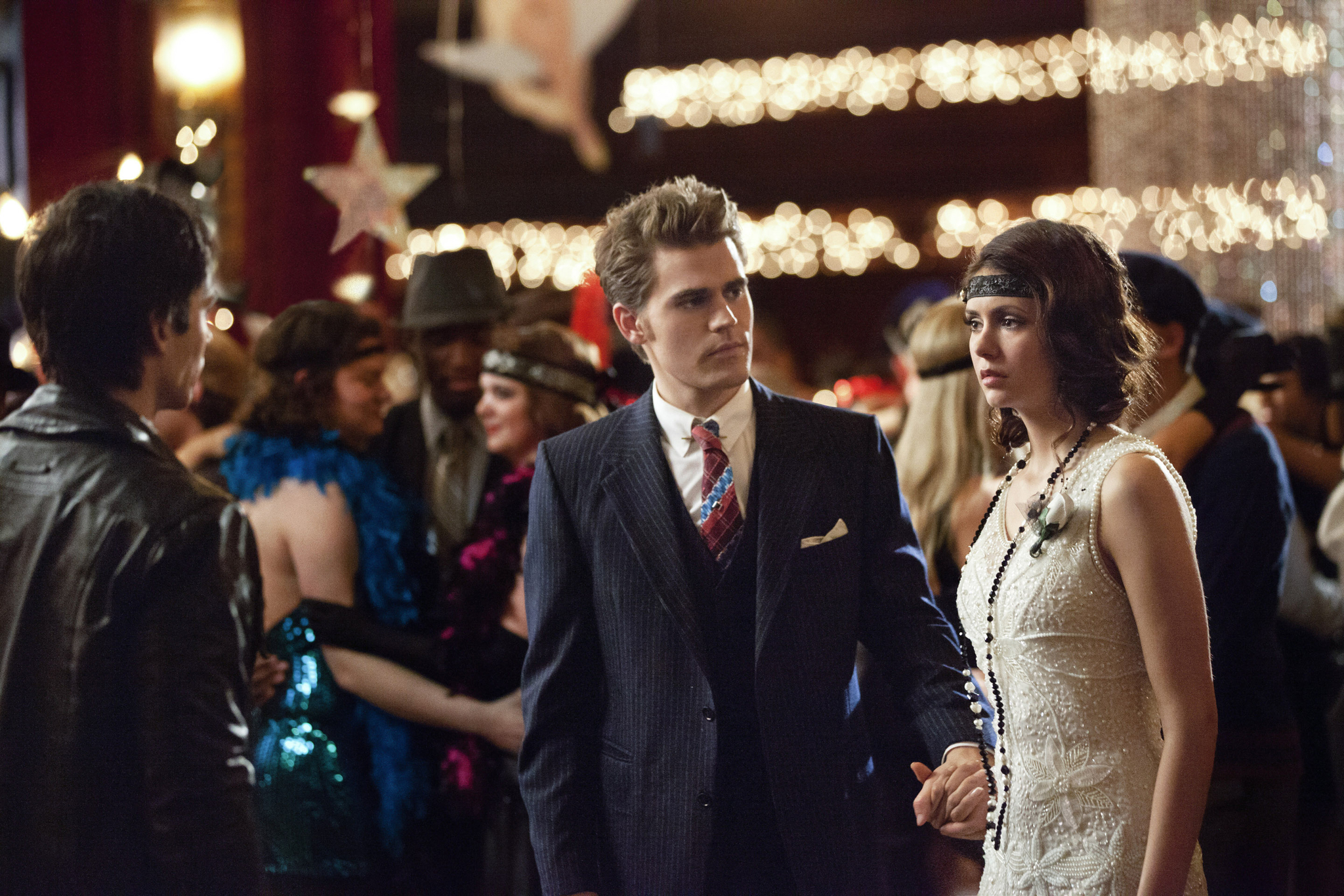 Still of Ian Somerhalder, Paul Wesley and Nina Dobrev in Vampyro dienorasciai (2009)