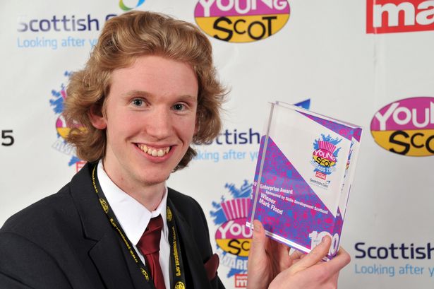 Mark Flood collecting his Young Scot Award