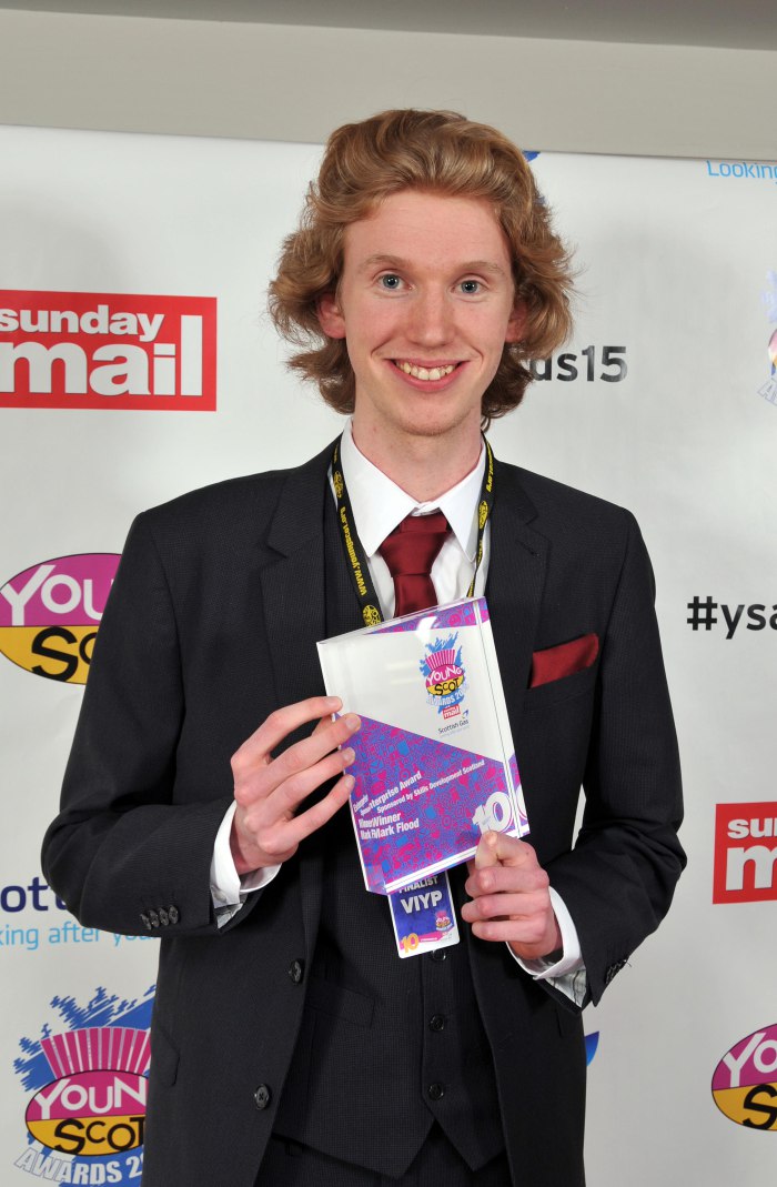 Mark Flood, collecting his Young Scot Award