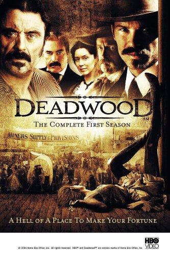 Brad Dourif, Powers Boothe, Ian McShane, Timothy Olyphant and Molly Parker in Deadwood (2004)
