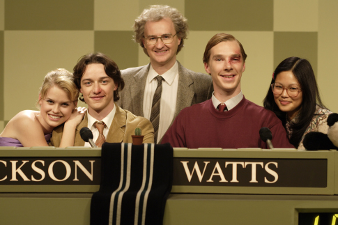 Still of Mark Gatiss, James McAvoy, Benedict Cumberbatch, Elaine Tan and Alice Eve in Starter for 10 (2006)