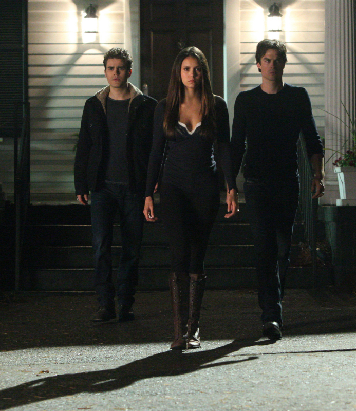 Still of Ian Somerhalder, Paul Wesley and Nina Dobrev in Vampyro dienorasciai (2009)