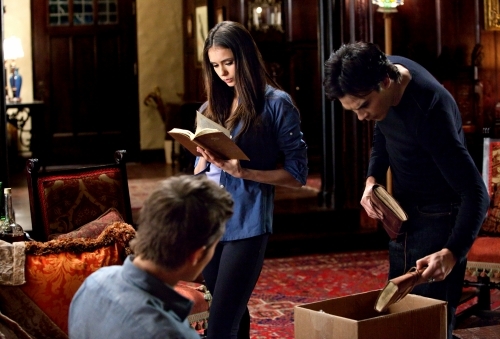 Still of Ian Somerhalder and Nina Dobrev in Vampyro dienorasciai (2009)