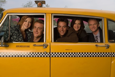 Still of Neil Patrick Harris, Alyson Hannigan, Jason Segel, Josh Radnor and Cobie Smulders in Kaip as susipazinau su jusu mama (2005)