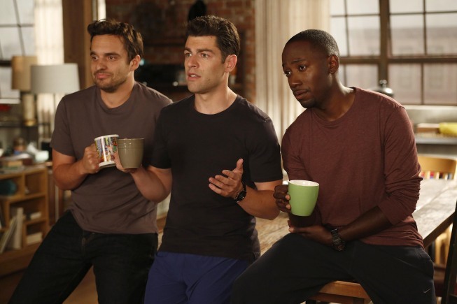 Still of Max Greenfield, Lamorne Morris and Jake Johnson in New Girl (2011)