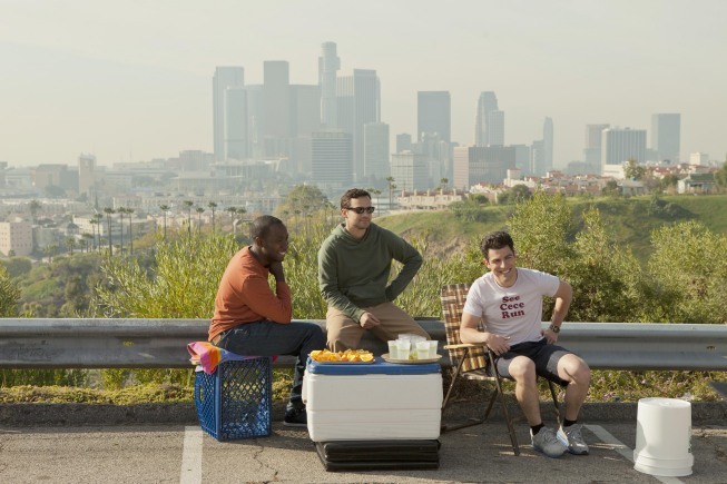 Still of Max Greenfield, Lamorne Morris and Jake Johnson in New Girl (2011)