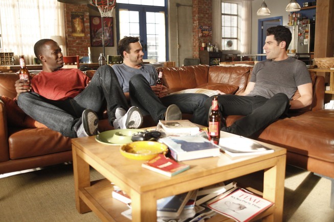 Still of Max Greenfield, Lamorne Morris and Jake Johnson in New Girl (2011)