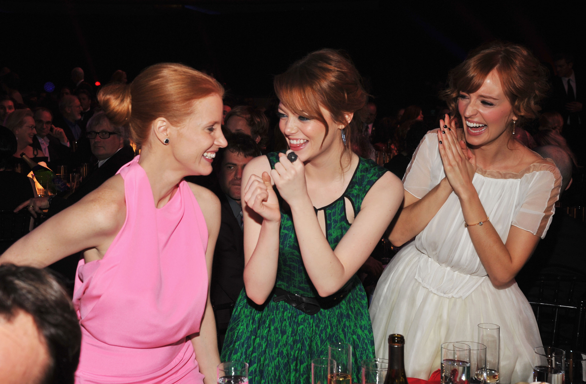 Emma Stone, Ahna O'Reilly and Jessica Chastain