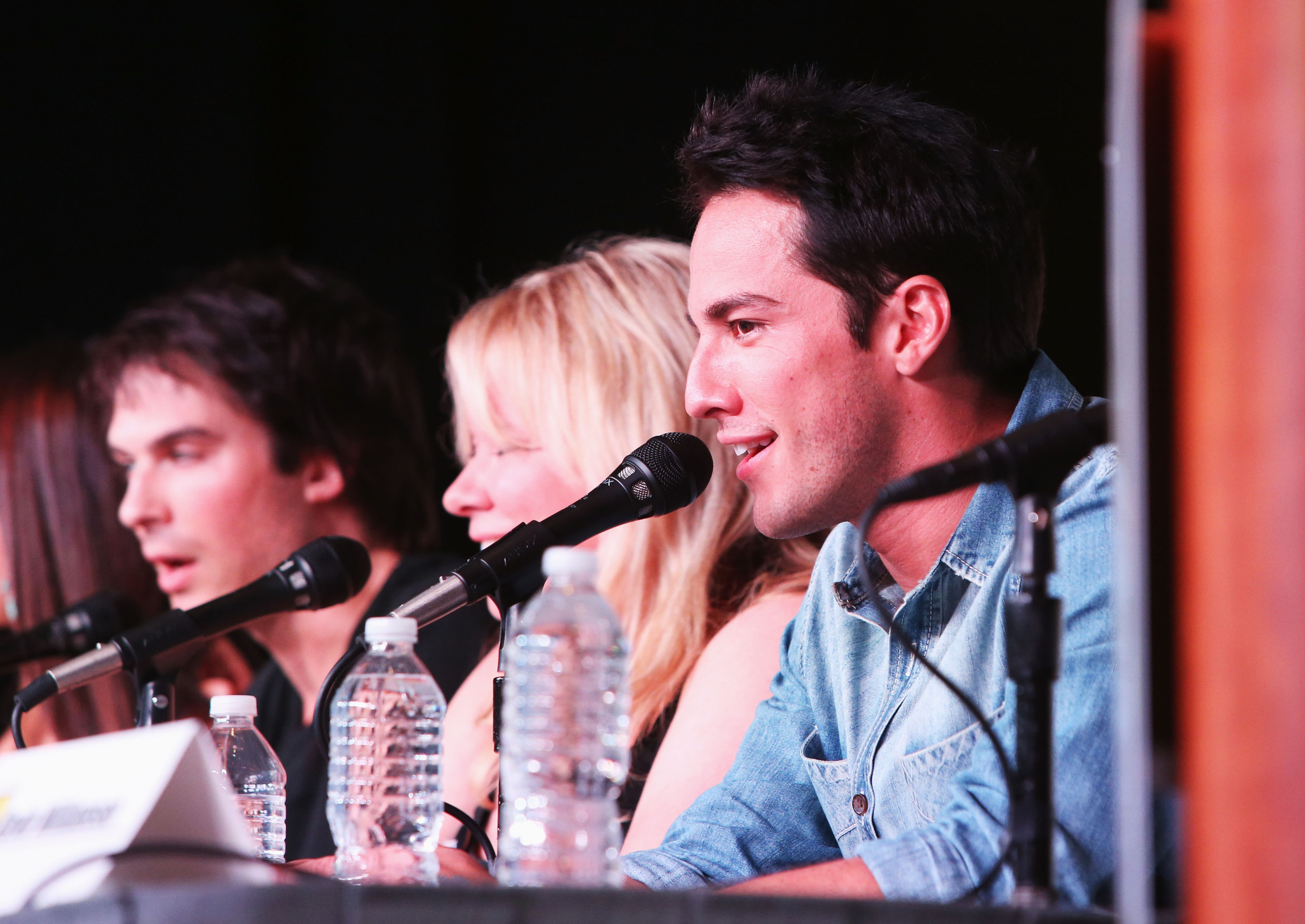 Julie Plec, Ian Somerhalder and Michael Trevino at event of Vampyro dienorasciai (2009)