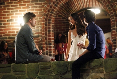 Still of Matthew Davis, Ian Somerhalder and Nina Dobrev in Vampyro dienorasciai (2009)