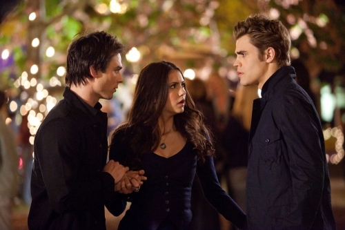 Still of Ian Somerhalder, Paul Wesley and Nina Dobrev in Vampyro dienorasciai (2009)