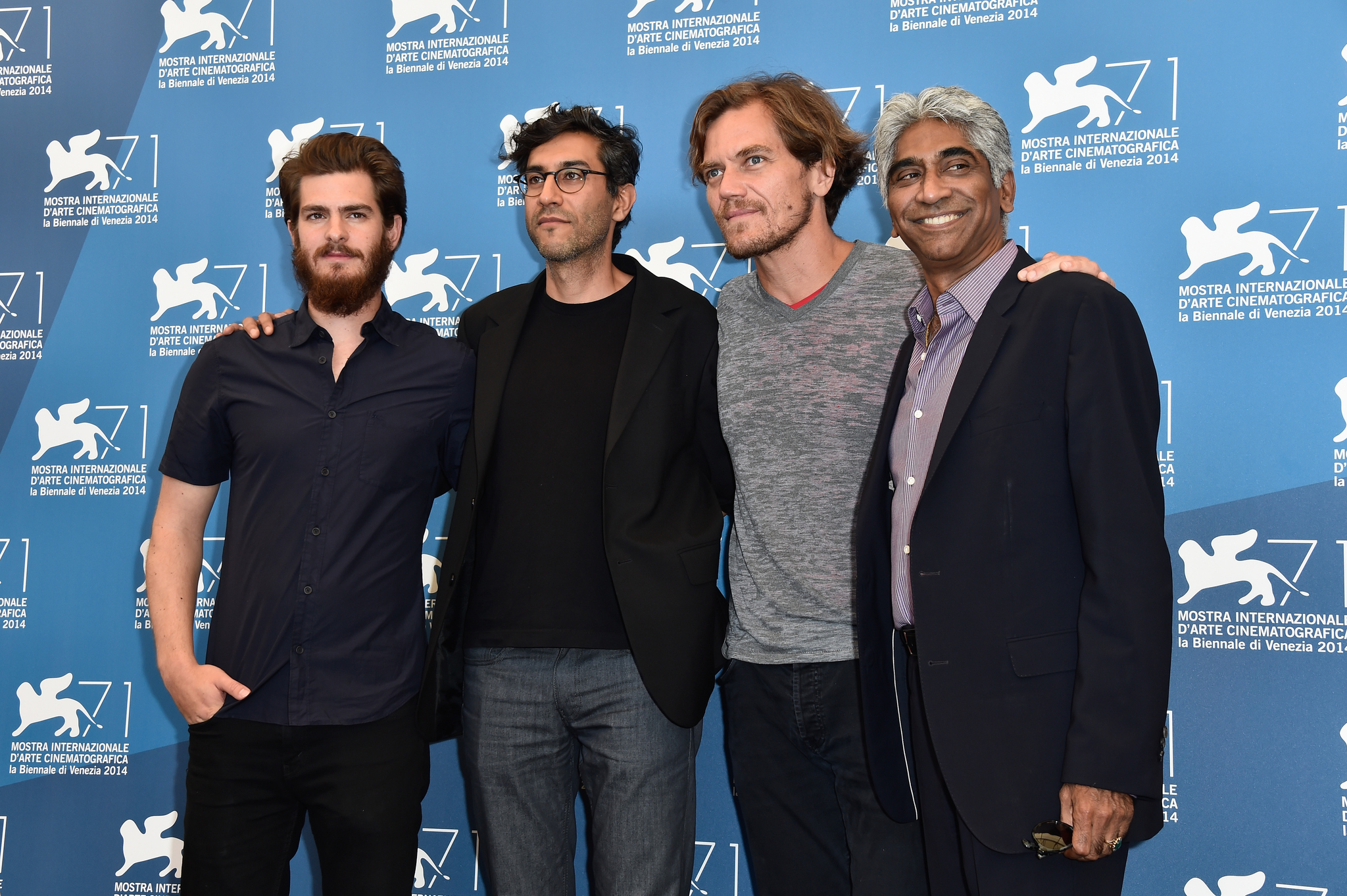 Ashok Amritraj, Michael Shannon, Ramin Bahrani and Andrew Garfield at event of 99 Homes (2014)