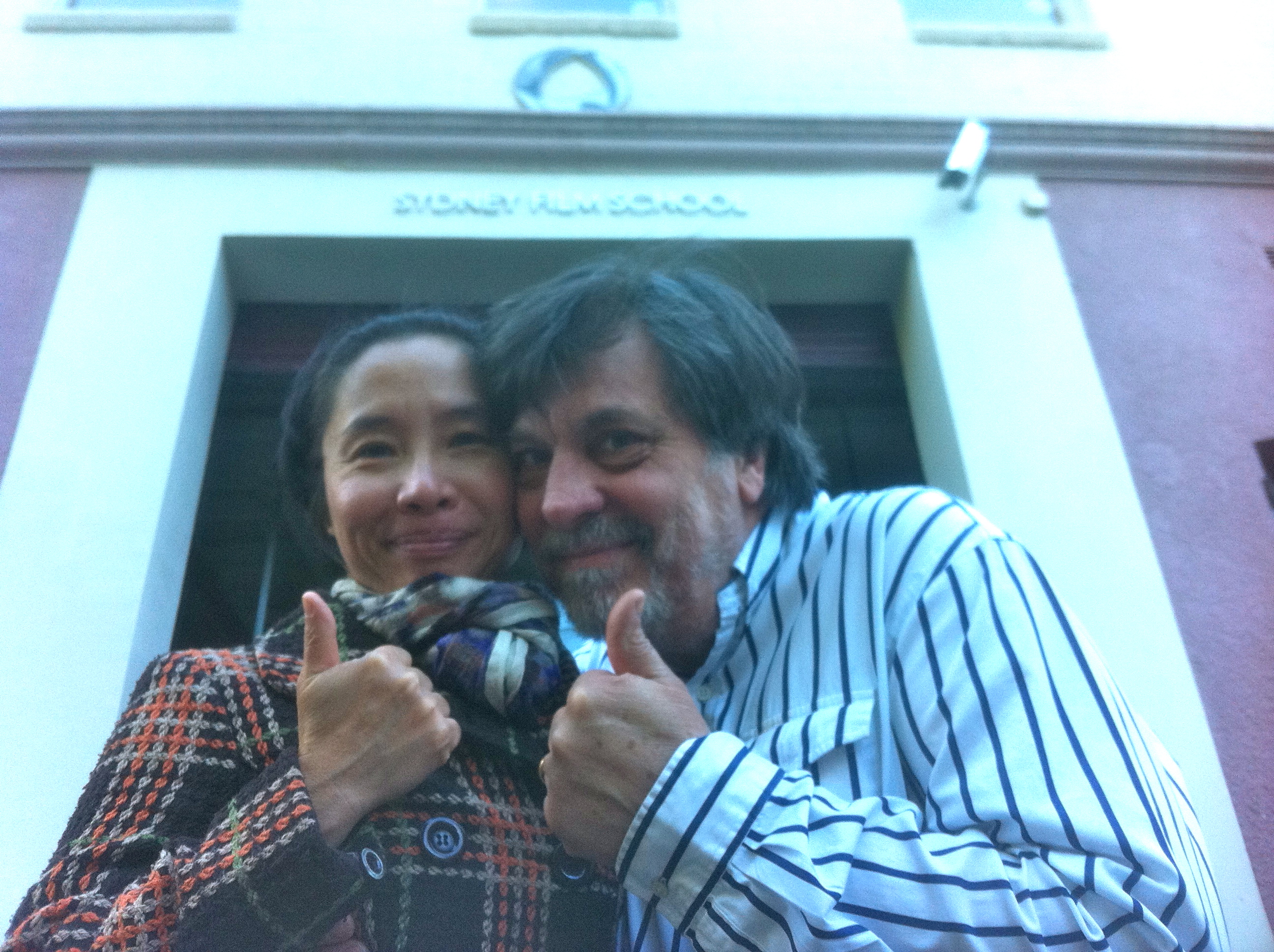Leslie and Uracha Oliver in front of Sydney Film School May 2014