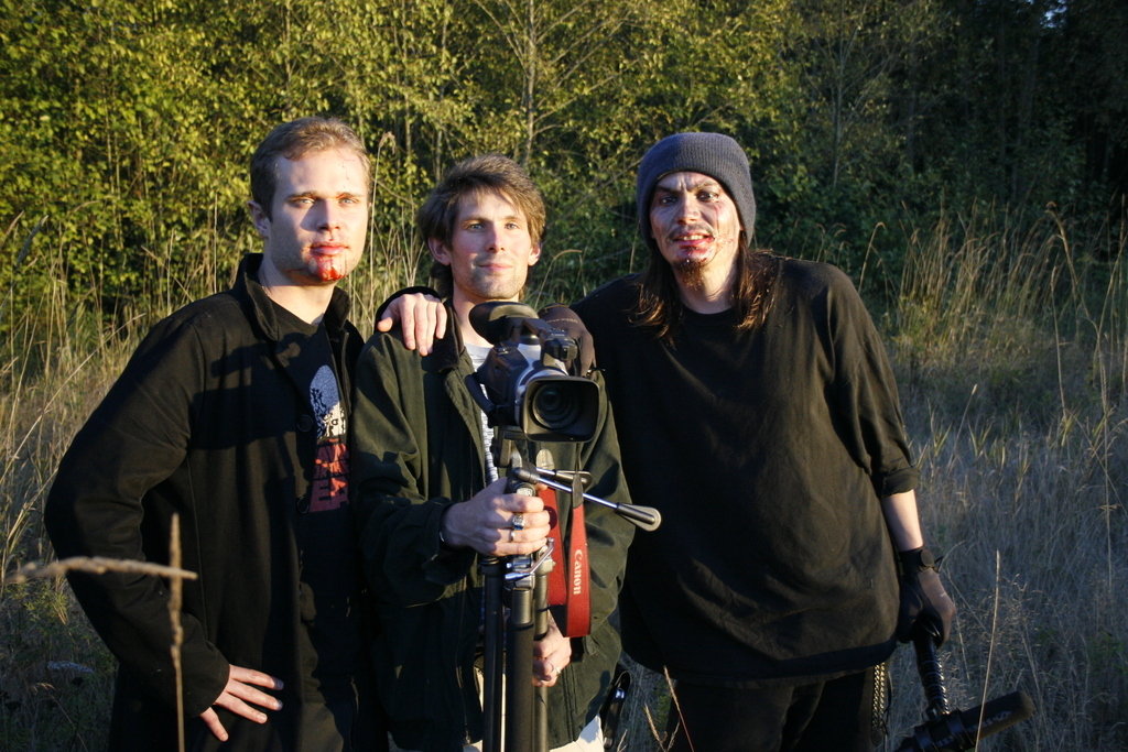 Filmmakers Zach Klinefelter, Chris Hazenberg, and Benjamin Barton on the set of 