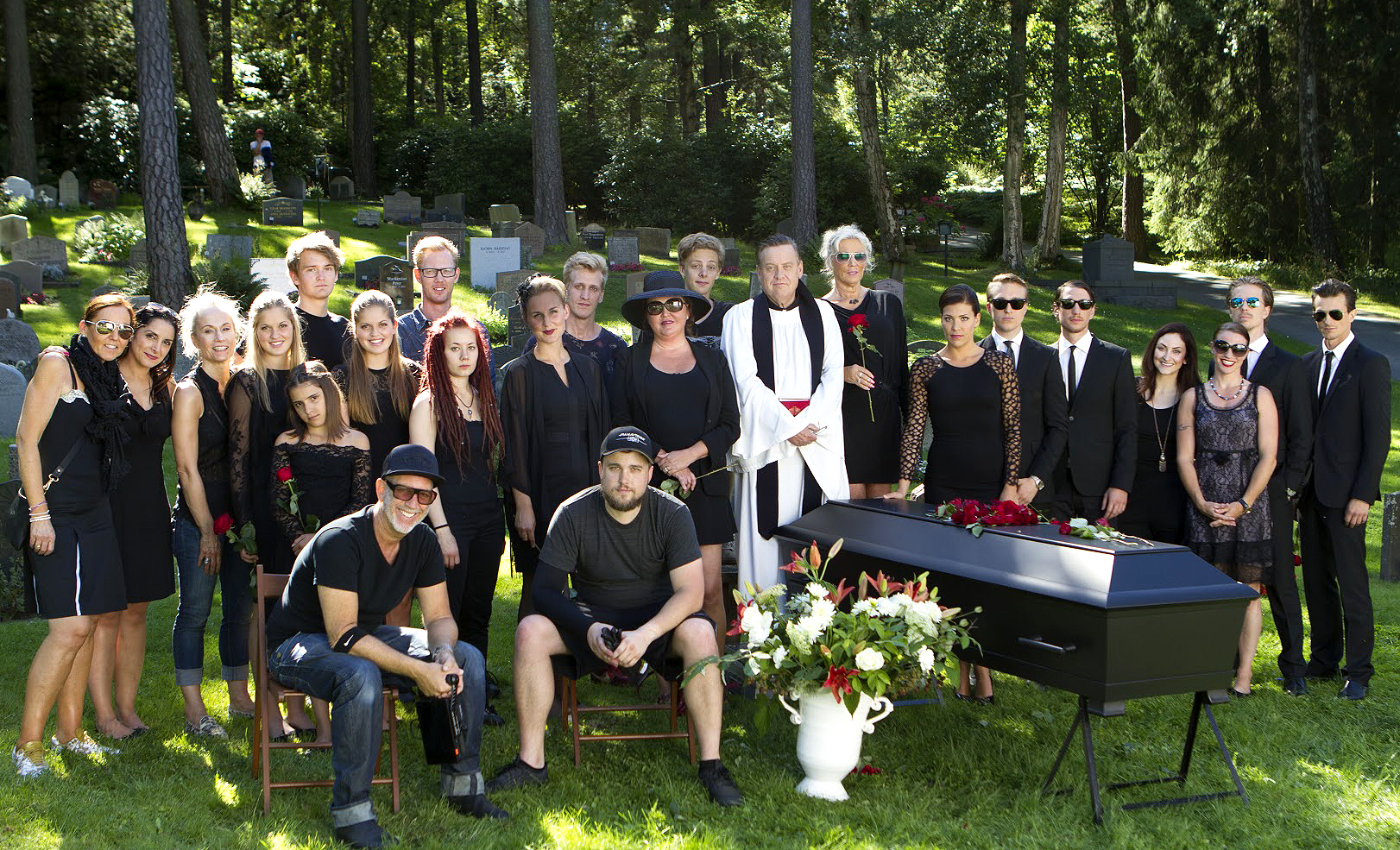 My whole cast and crew on set shooting RedCard, August 2015. (Me in my role as Executive Producer / Producer).