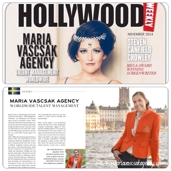Front cover and 4 page spread in Hollywood Weekly Magazine, November issue.