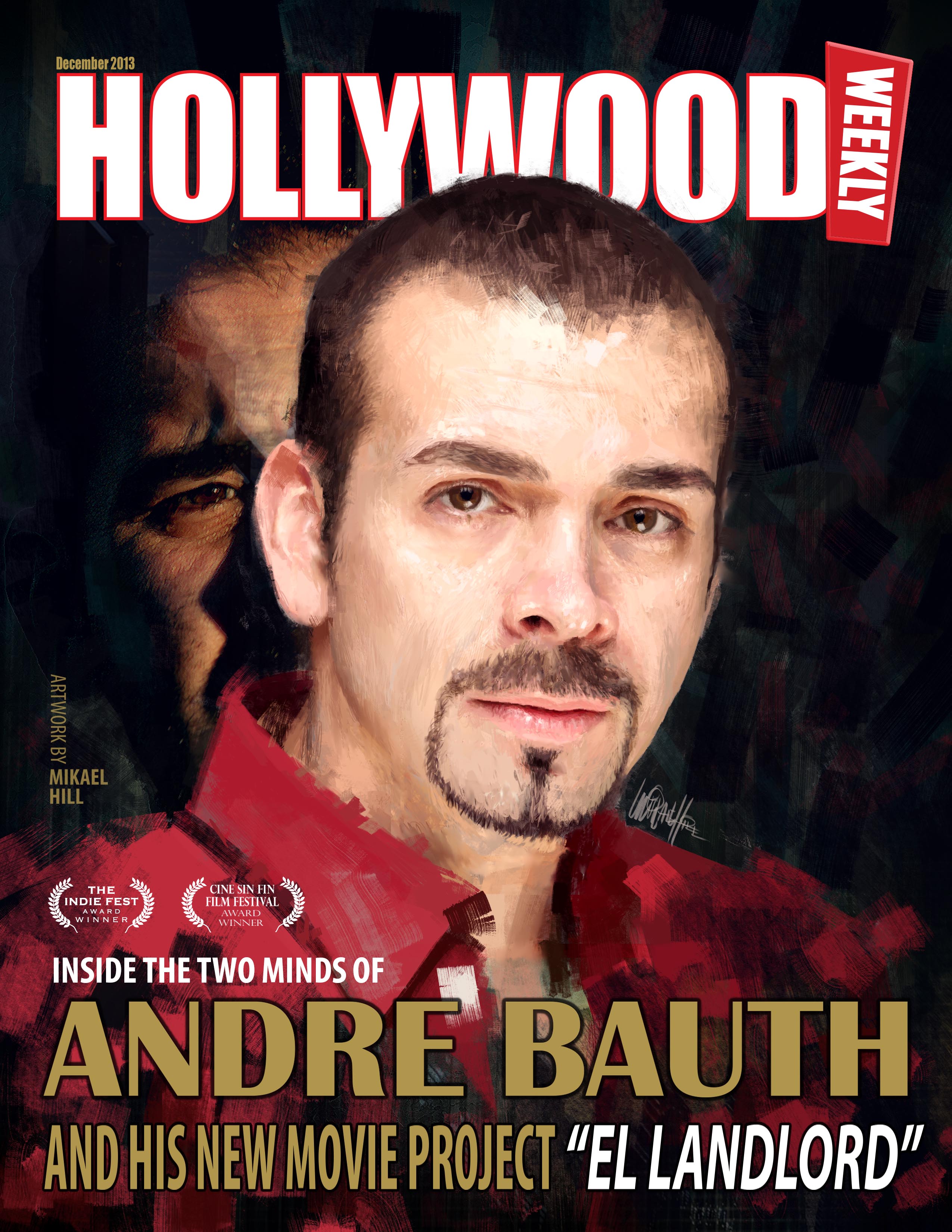 Andre Bauth on the cover of Hollywood Weekly Magazine December 2013