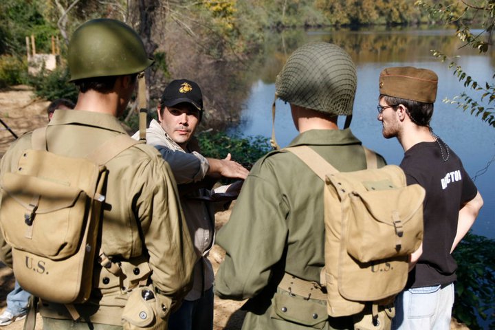 Casey Lambert on the set of the student film, 