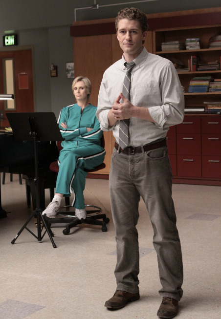 Still of Jane Lynch and Matthew Morrison in Glee (2009)