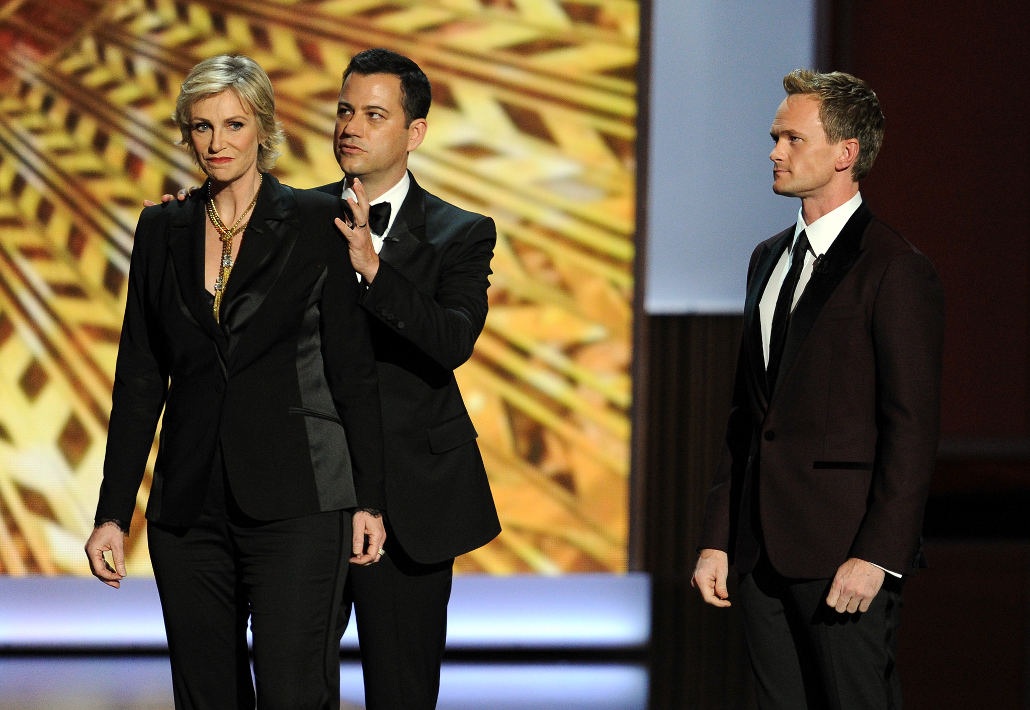 Neil Patrick Harris, Jimmy Kimmel and Jane Lynch at event of The 65th Primetime Emmy Awards (2013)