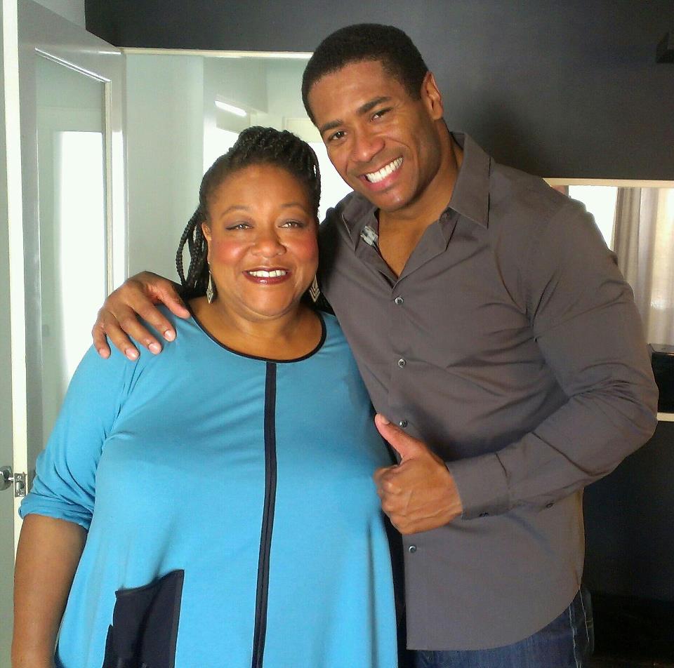 Diane Amos and Mandell Frazier on set of 