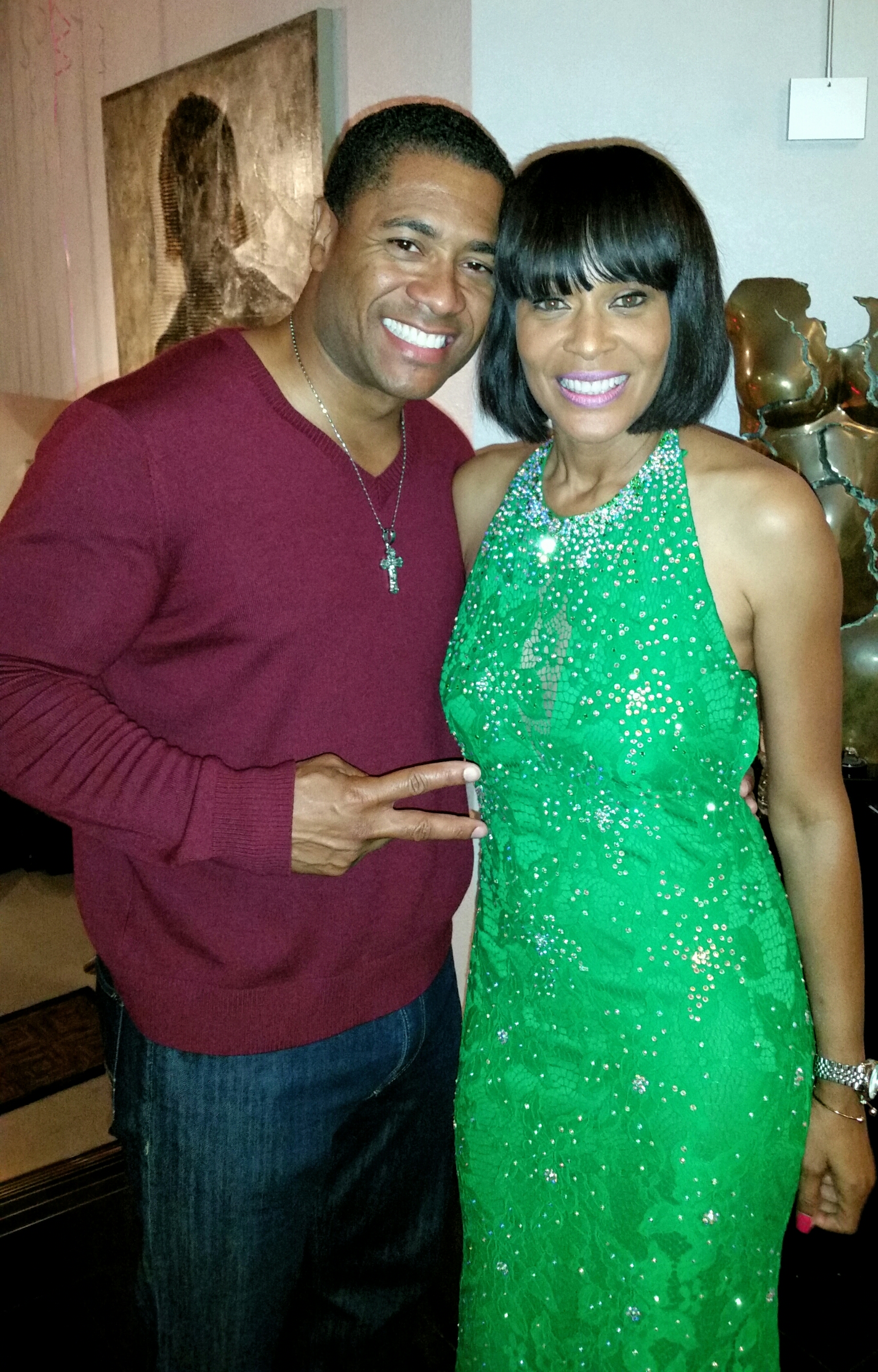 Loretta Jones and Mandell Frazier on set of Oxygen's 