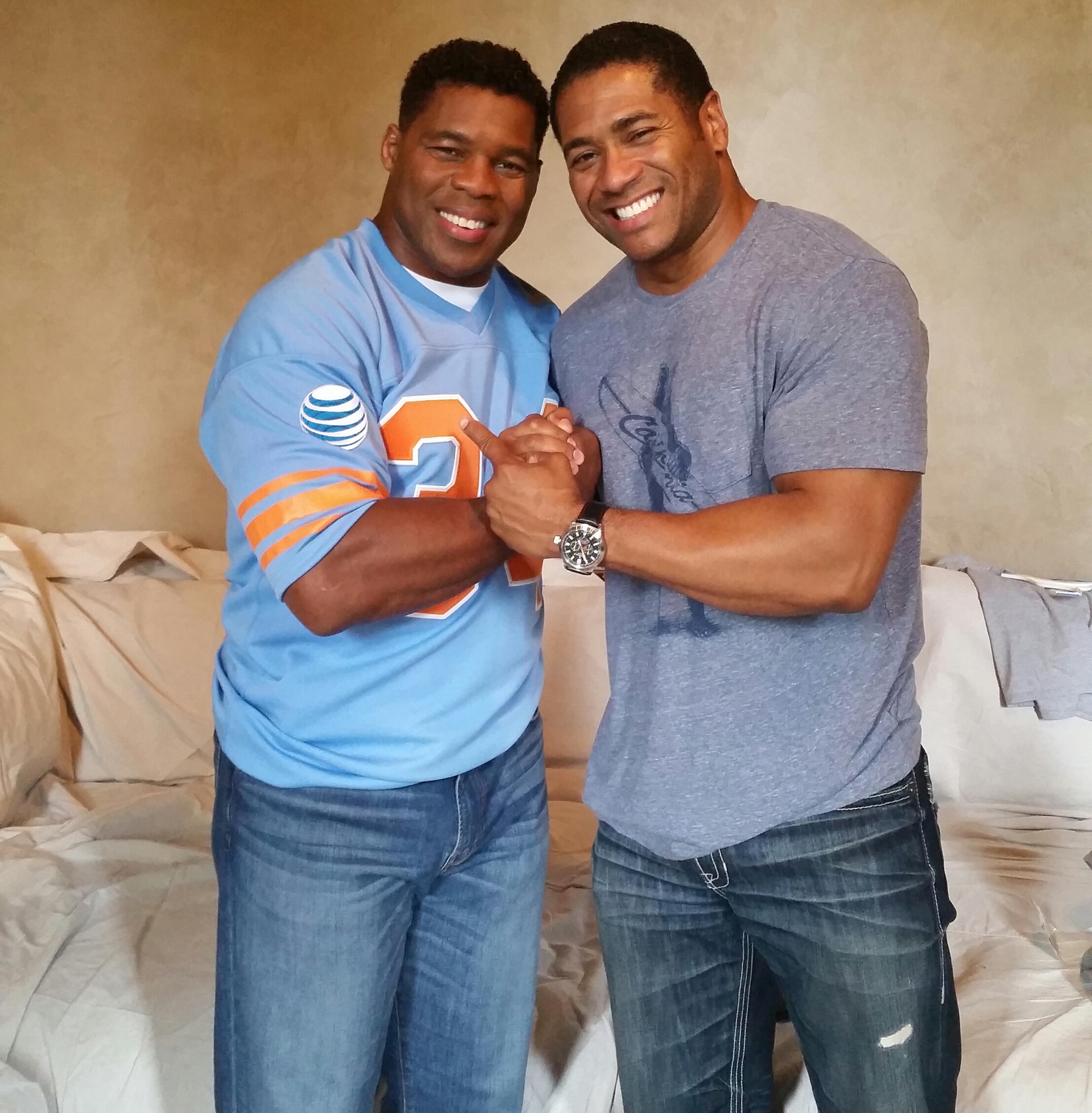 Herschel Walker and Mandell Frazier on set of 