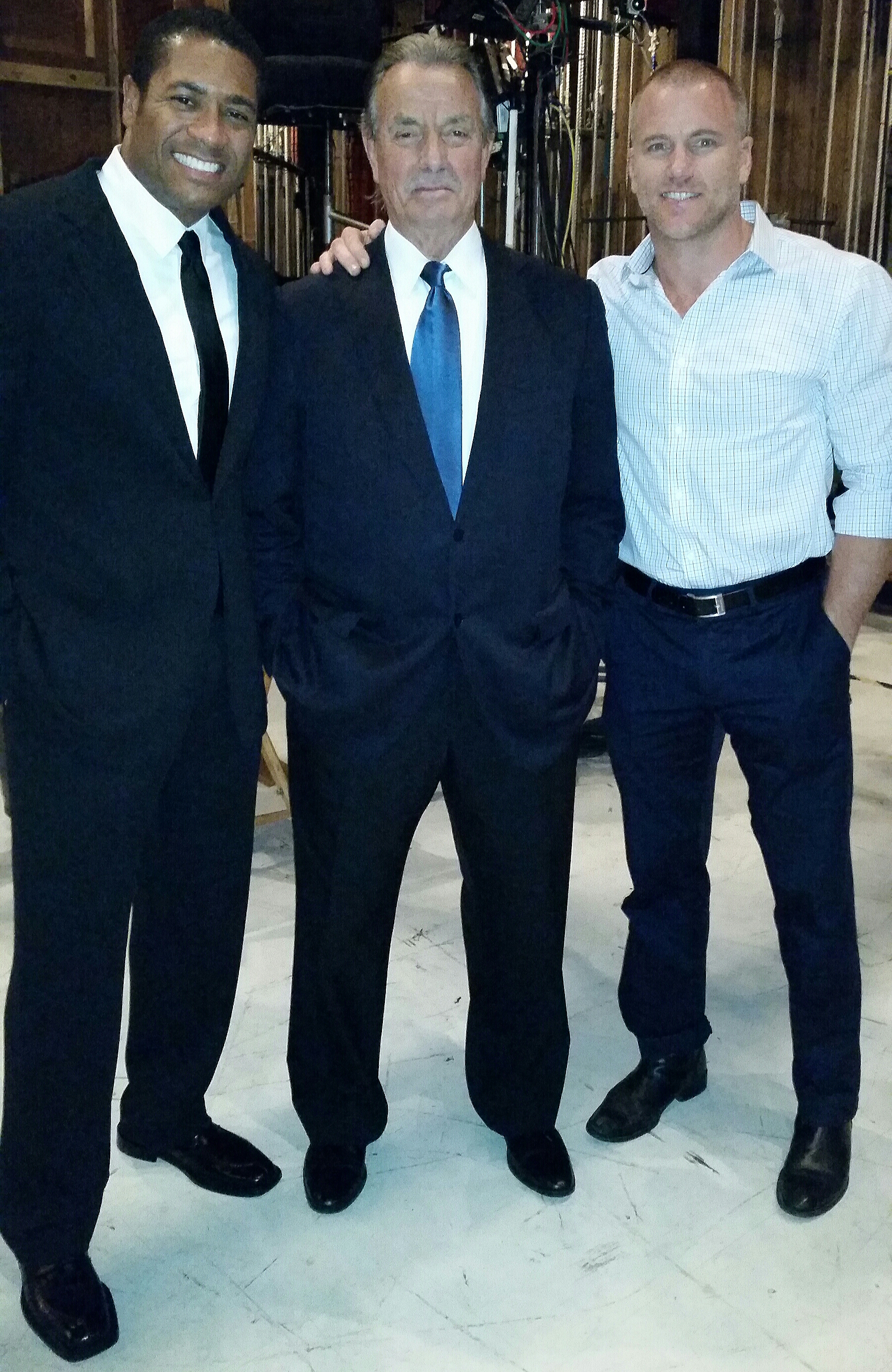 Eric Braeden (Victor Newman), Sean Carrigan and Mandell Frazier on set of CBS's 